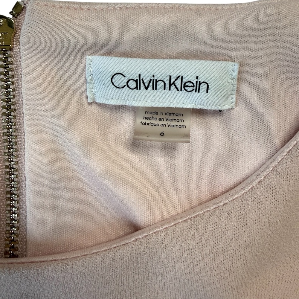 Calvin Klein Dress Ruffle DBL Bell Sleeve Sheath Event Career Chic Light Pink 6 - Picture 12 of 14